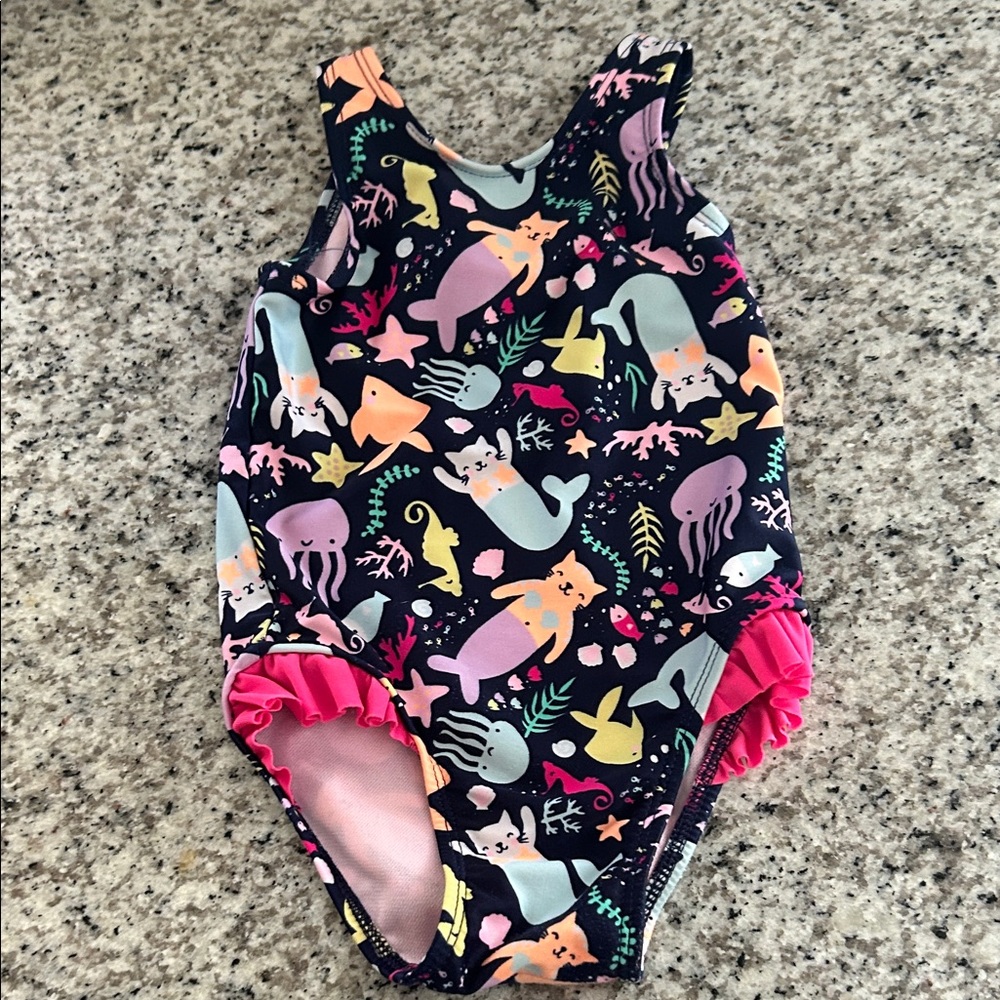 Cat & Jack Multicolor Mermaid One Piece Swimsuit